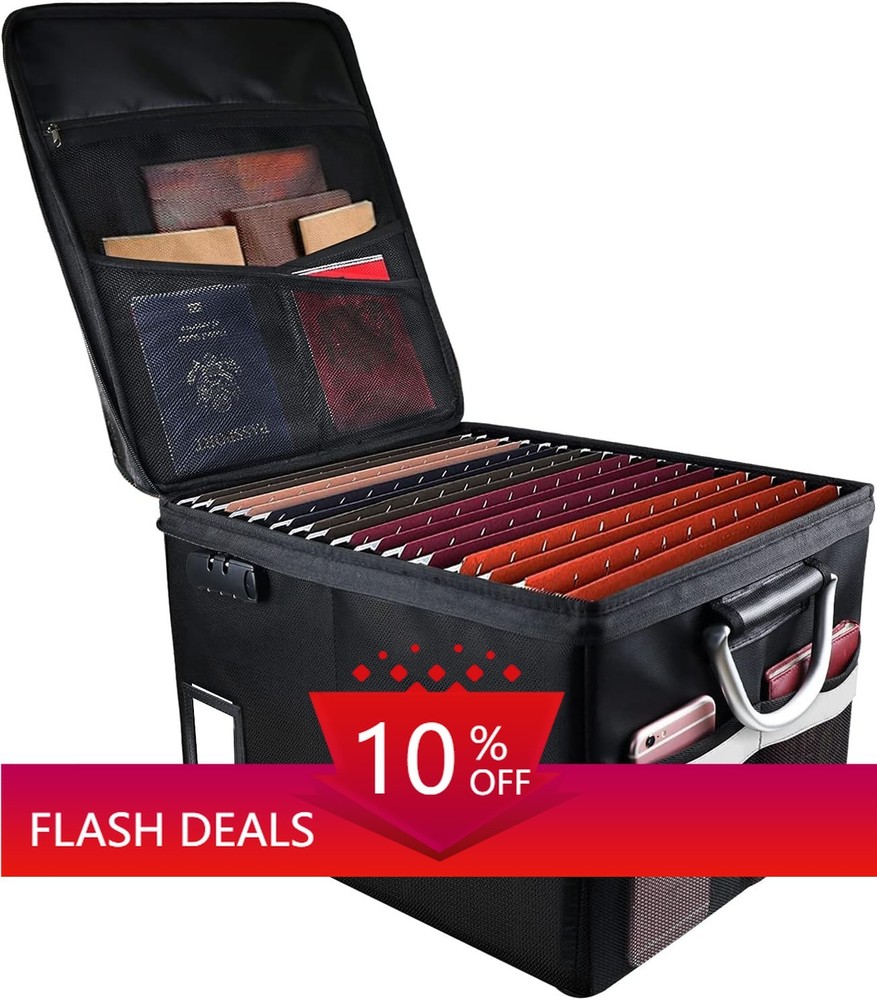NEW.Fireproof File Box, Lockable Important Document Organizer