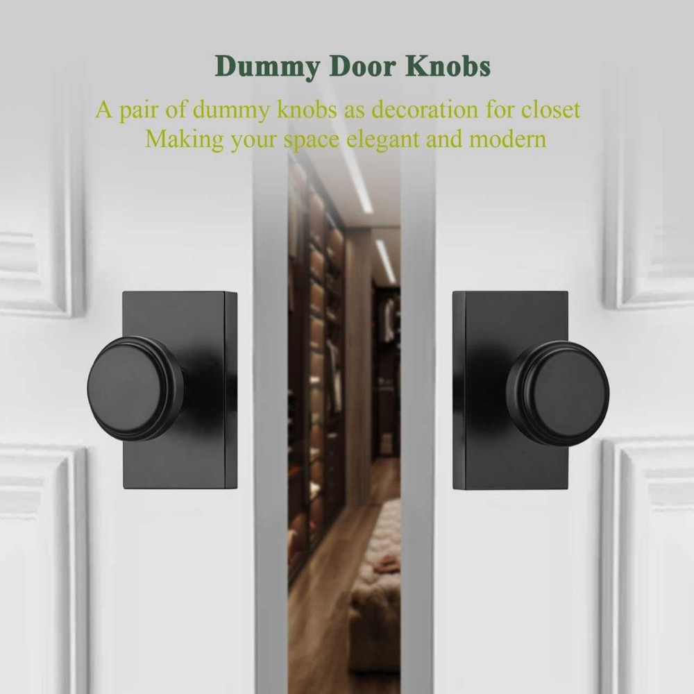 parro Black Door Knobs Interior, Dummy DoorKnobs for Closet Rectangle,