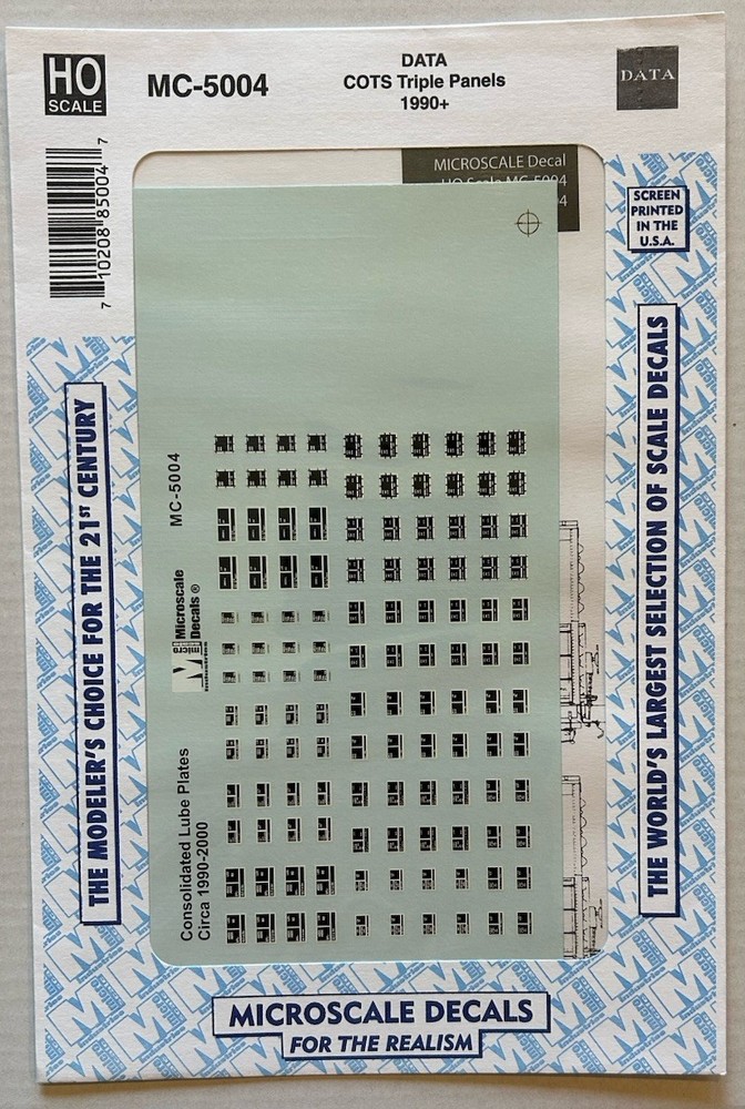 MICROSCALE HO DECAL-DATA COTS TRIPLE PANELS (1990+) - #MC-5004
