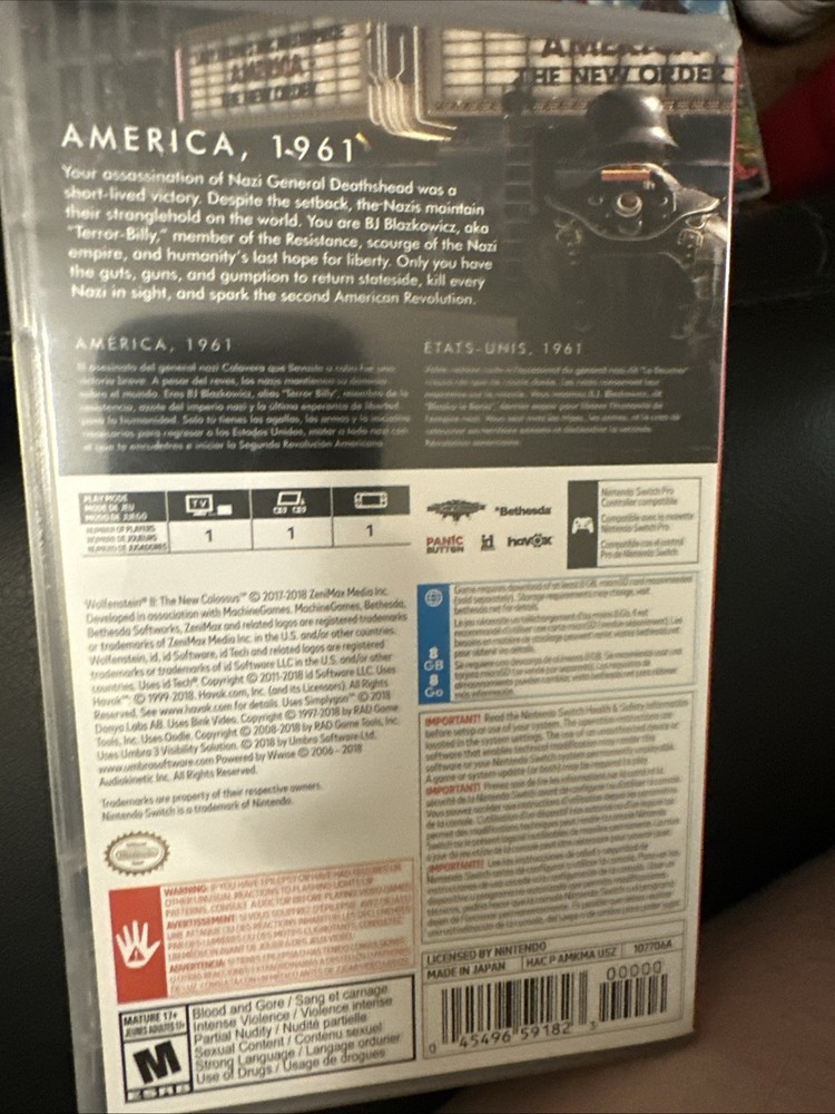 Wolfenstein II Nintendo Switch OEM Replacement Game Case (NO GAME)