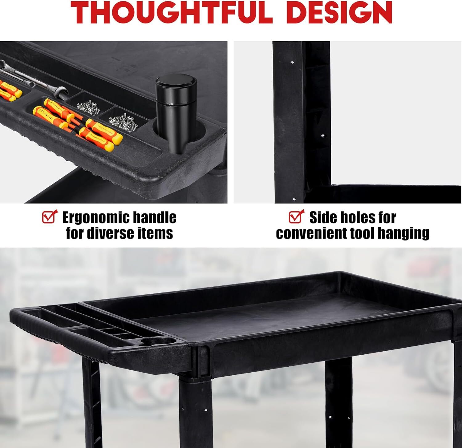 40.5"X 17.7" Service Utility Cart 2-Shelf 550LBS Rolling Cart Swivel Wheels