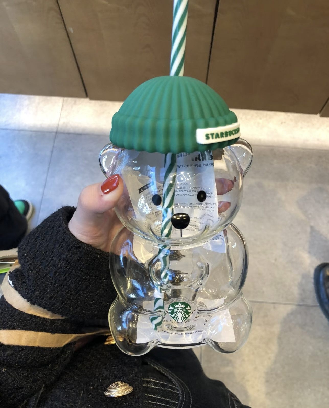 2026 Starbucks Barista Bear Cup Limited Edition Glass Cup Xmas Gifts 503ml New C