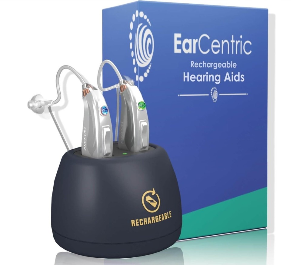EarCentric EasyCharge Rechargeable Hearing Aids (Pair) Silver - New Sealed