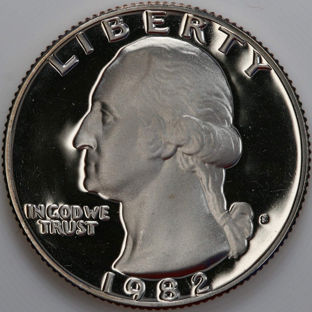 1982 S Gem DCam Proof Washington Quarter CN-Clad