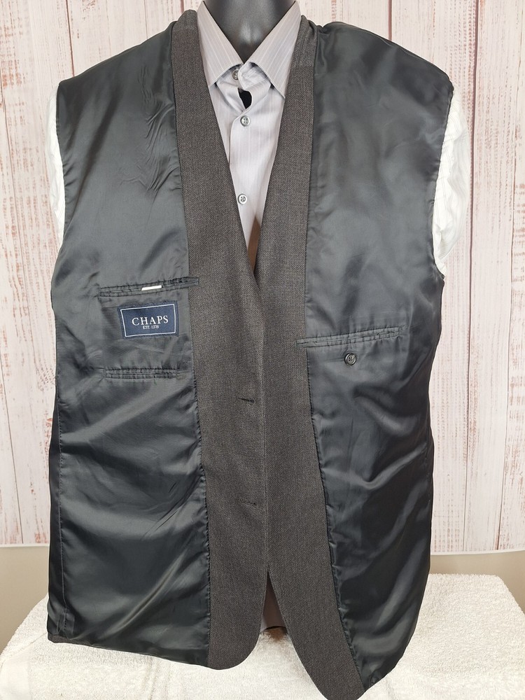 Chaps Jacket Blazer Mens 48L Gray Single Vented Soft Thick Fabric