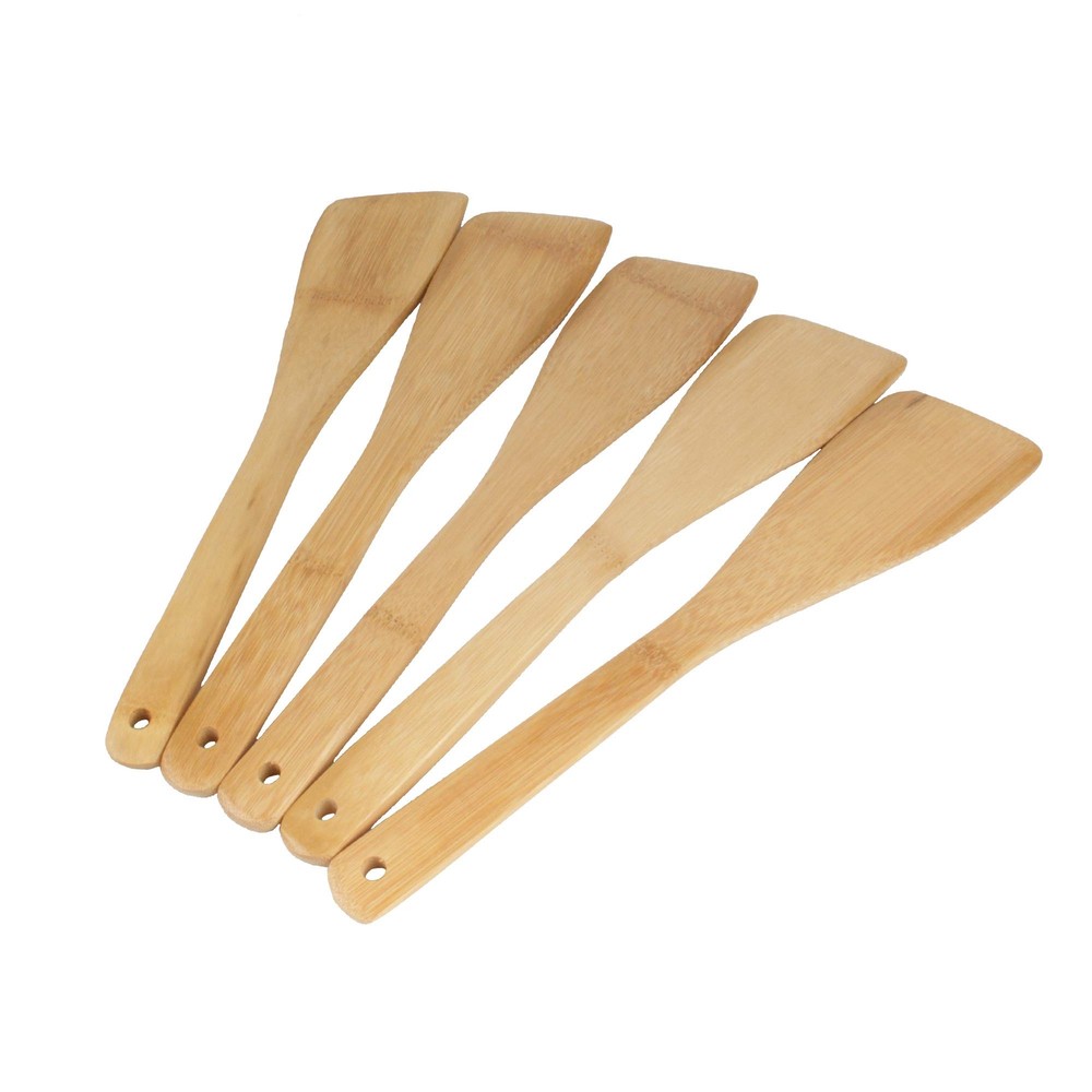 Bamboo Serving/cooking Utensils B18 Angled Spatula/paddle 5 Pieces