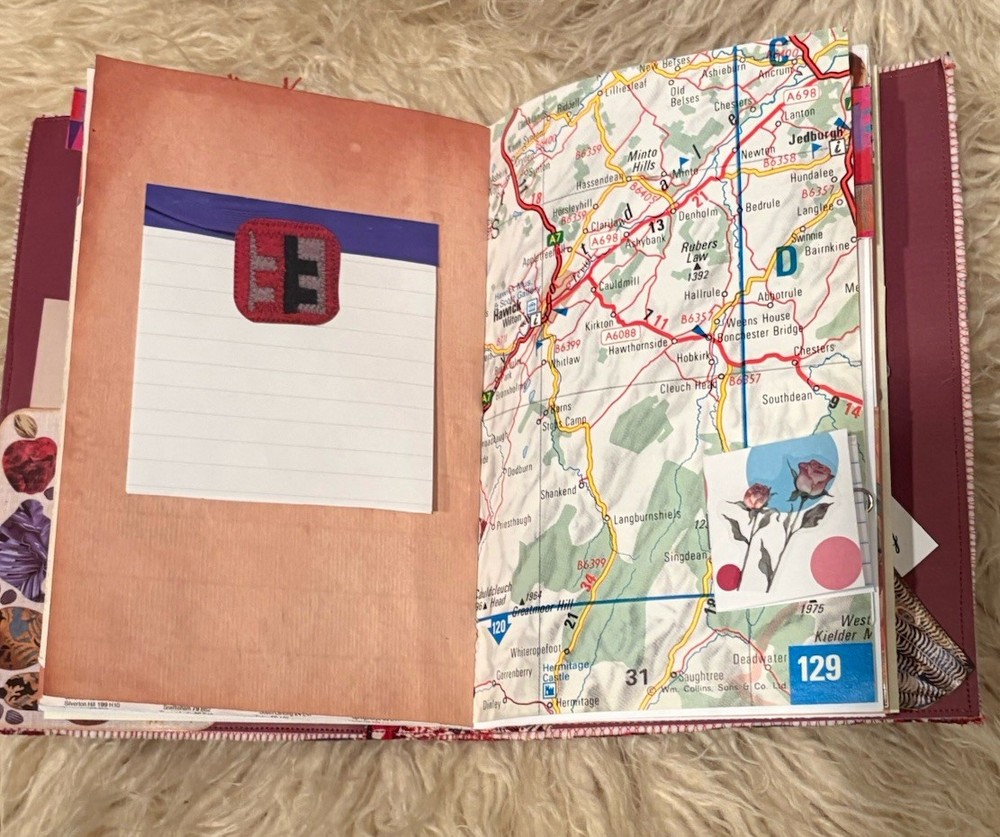 Junk Journal BOHO Red purple Morocco Print Interactive Diary Handmade New
