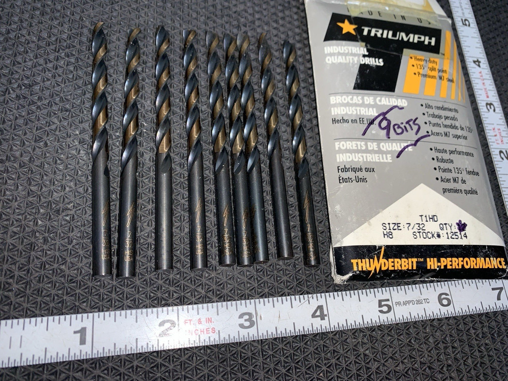 7/32"  jobber drill bits  135point M7  9-pack   Drill Bits Triumph 4F554