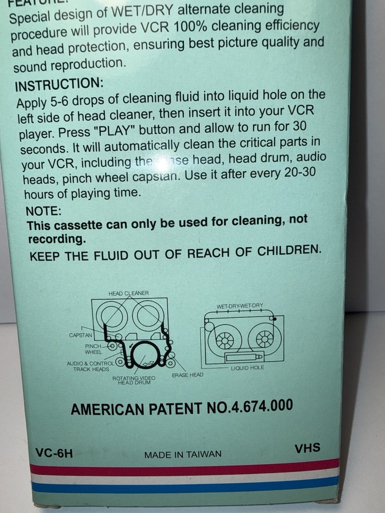 Vintage VHS Video Head Cleaner - New
