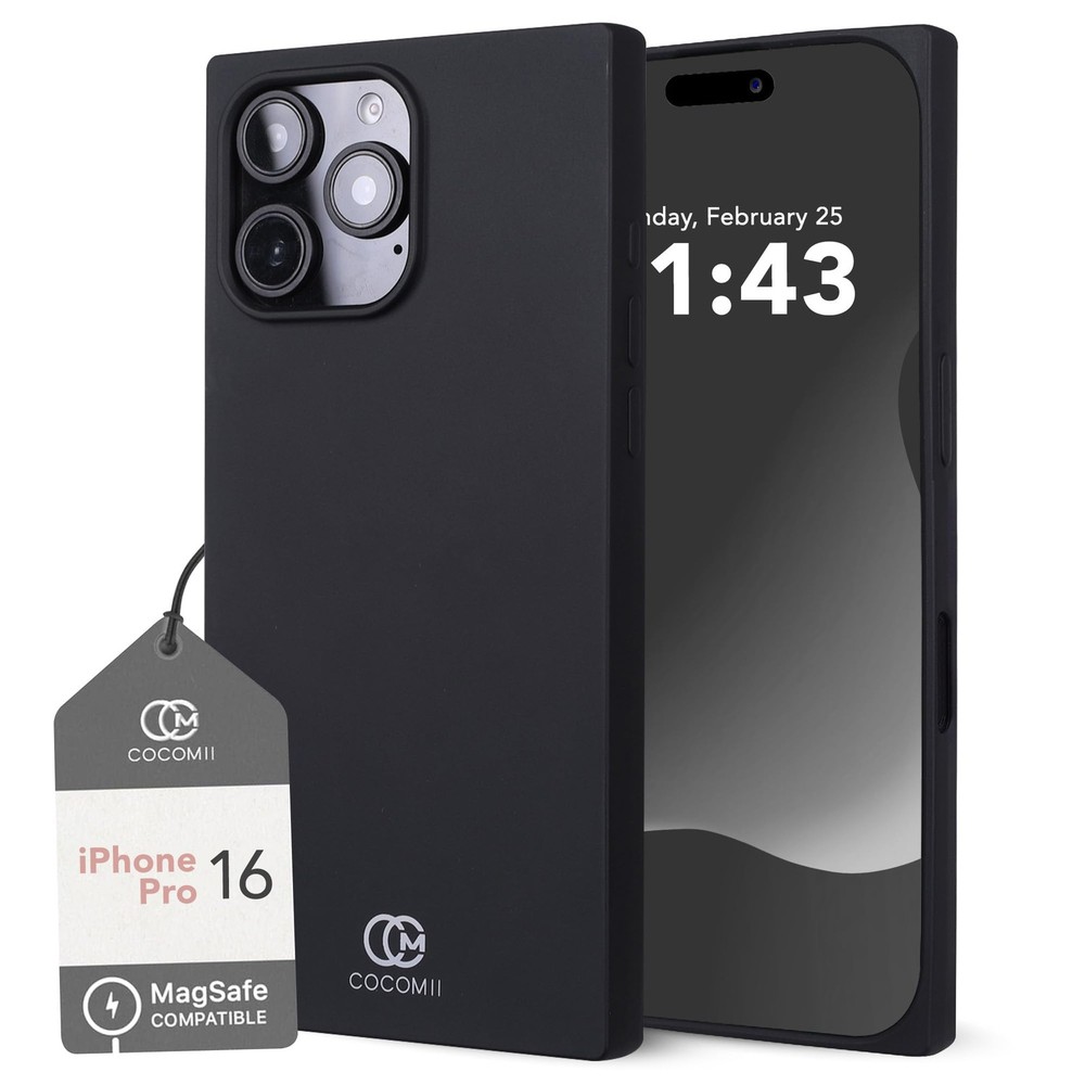 Cocomii Rectangle Case for iPhone 16 Pro, Compatible with MagSafe, Matte Black S