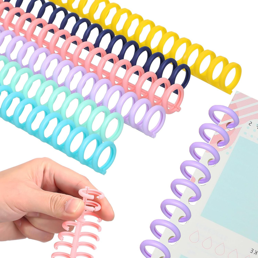 Comb Binding Spines: 12Pcs Assorted Color Plastic Spiral Binding Coils, 30 Ri...