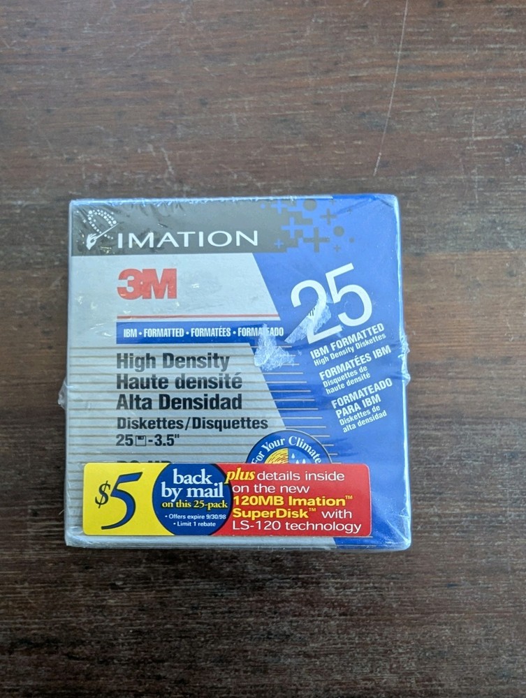 Imation 3M High Density IBM Formatted 3.5" Floppy Diskettes DS,HD 25-Pack