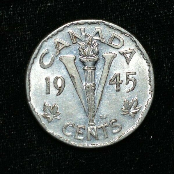 1945 Canada 5 Cent WW2 Victory Coin