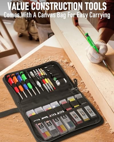 31 Pack Carpenter Pencil Set with Sharpener, Mechanical Carpenter 31 PACK