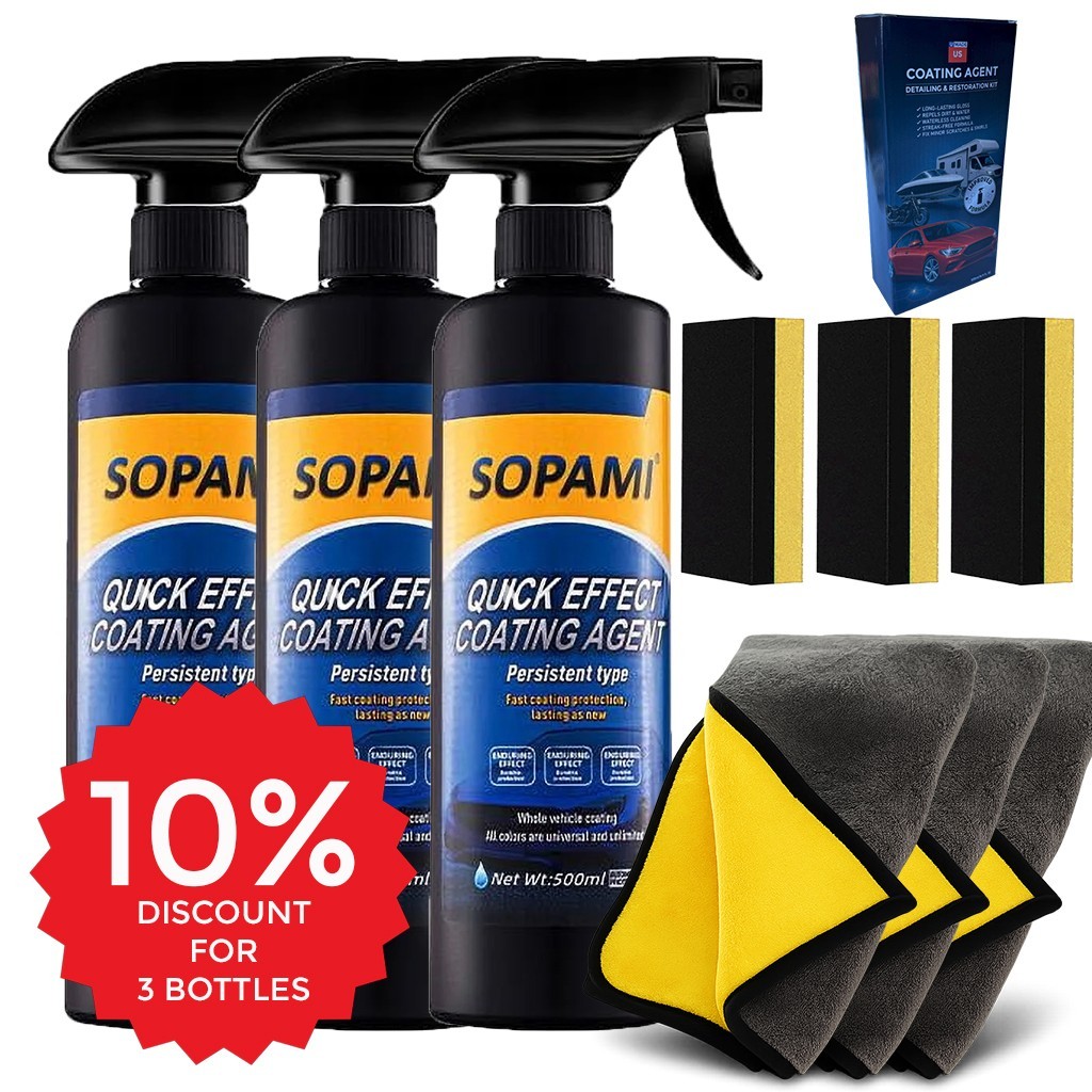 Sopami Car Coating Spray - 16.9 fl oz Waterless Ceramic Coating Car Wax (500ml)