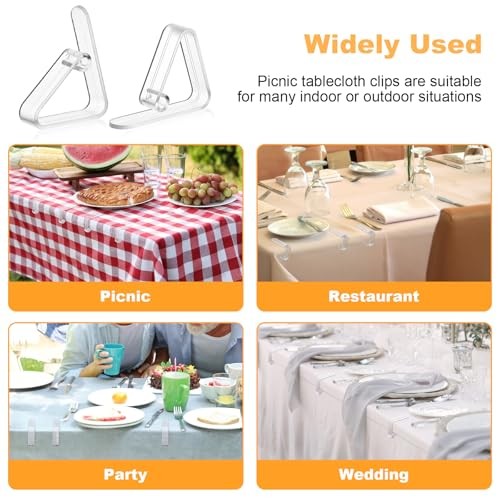 240 Pcs Clear Plastic Tablecloth Clips, Windproof Table Cover Clips Table