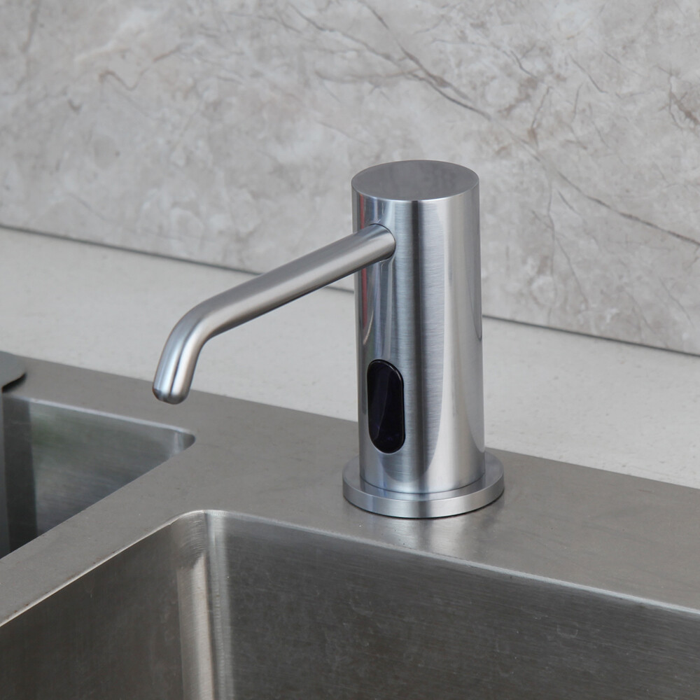 Kitchen Brushed Nickel Automatic Hand Sensor 500ml Soap Dispenser Deck Mount