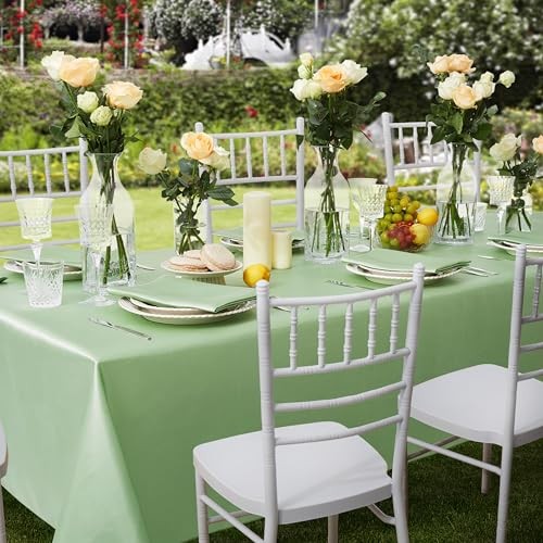1 Pack Satin Table Cover Rectangle Silkly 84" x 60" (Rectangular) Sage Green