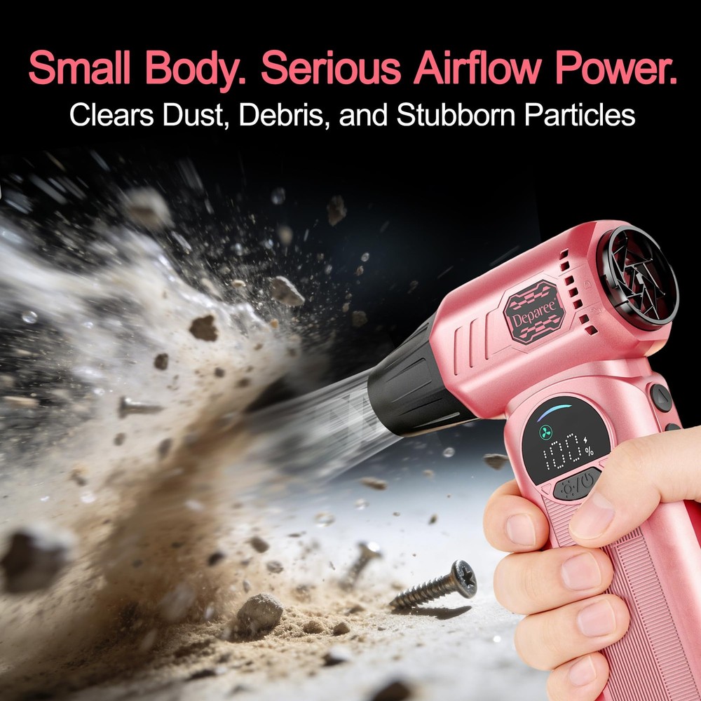 Duster, Compressed Duster Pink, Rechargeable Cordless with Adjustable Speed, ...