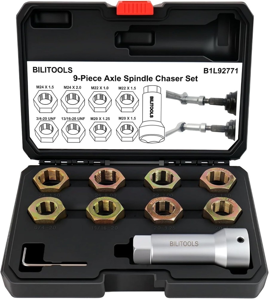 10-Piece Axle Spindle Thread Chaser Set, Thread Rethreading Restorer Tool Metric