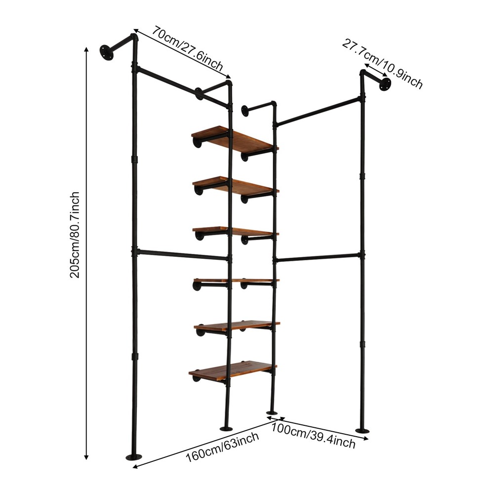 Wall Mounted Clothes Rack, Industrial Pipe Clothes Rack Multi-Purpose