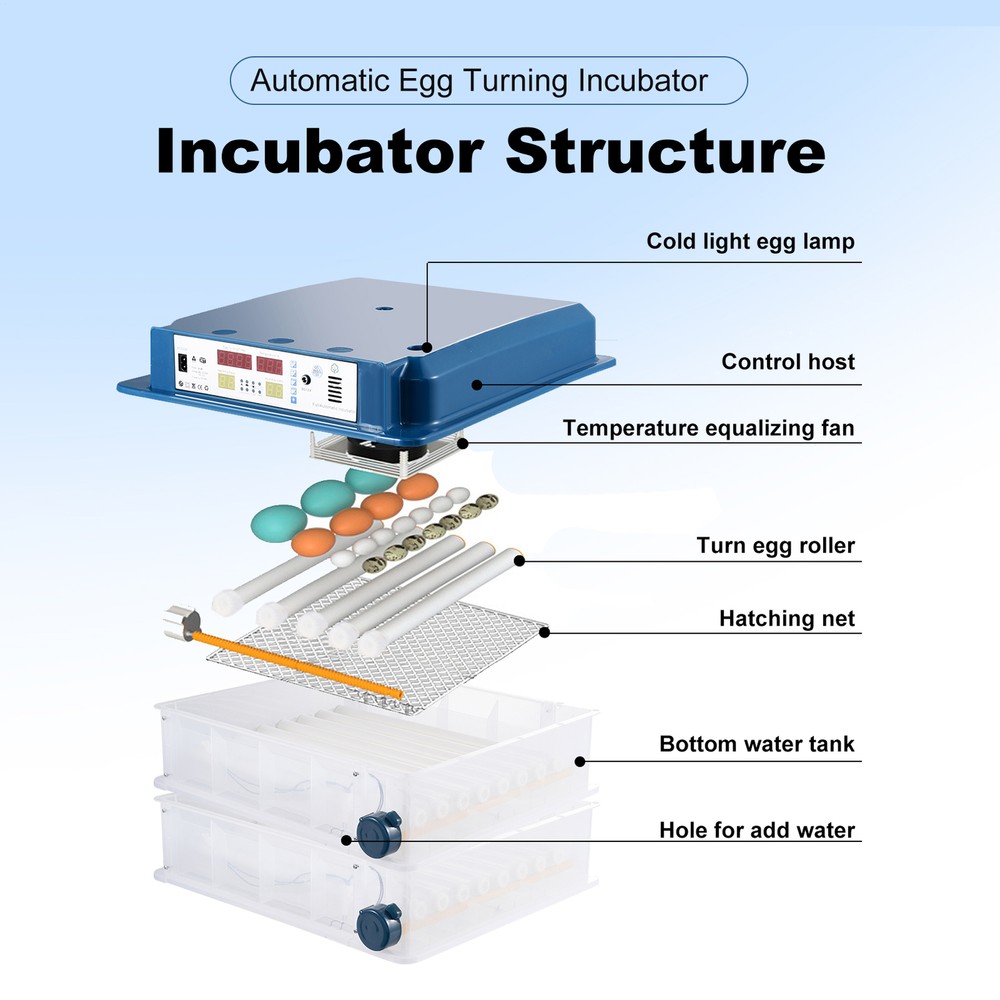 Automatic 120 Eggs Incubator Temperature Control Digital Chicken Egg Hatcher--