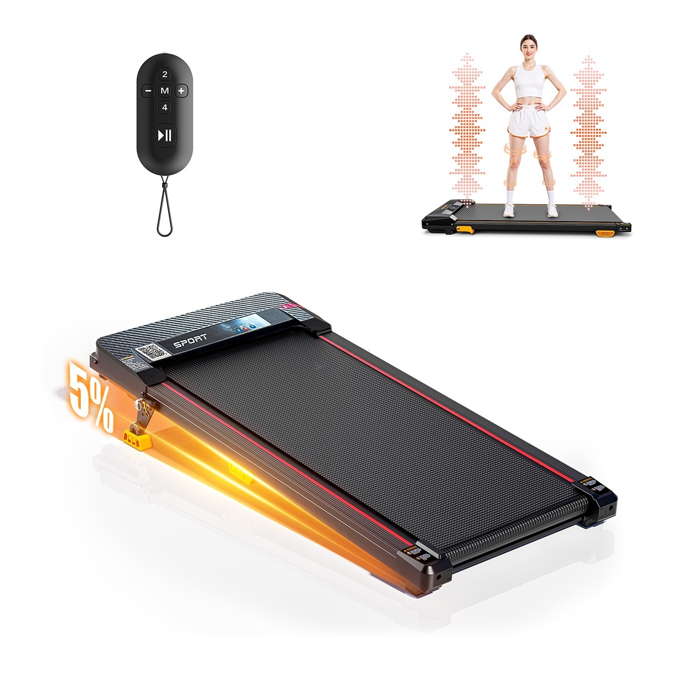New 4-in-1 Folding Treadmill 5% Incline Walking Pad with Vibration & App Control
