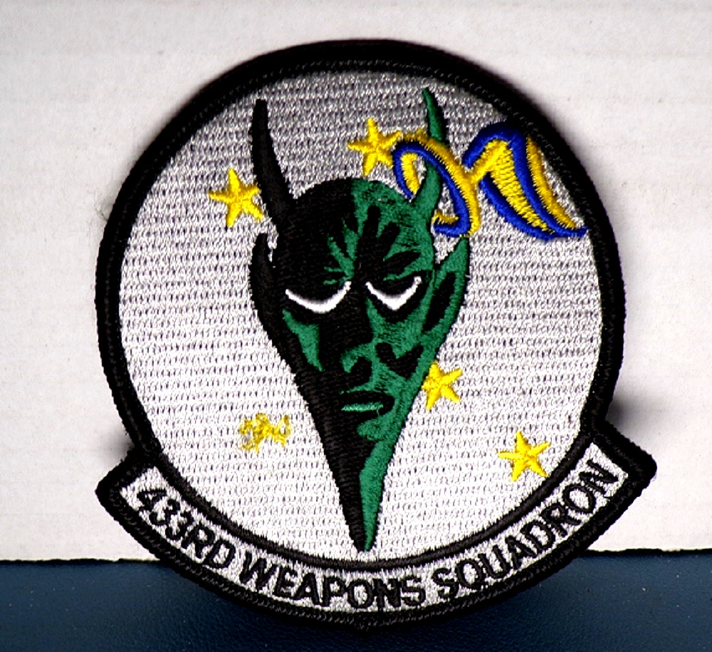 MILITARY EMBROIDERED PATCH - 433RD WEAPONS SQUADRON HOOK & LOOP - 3.25 x 3.5"