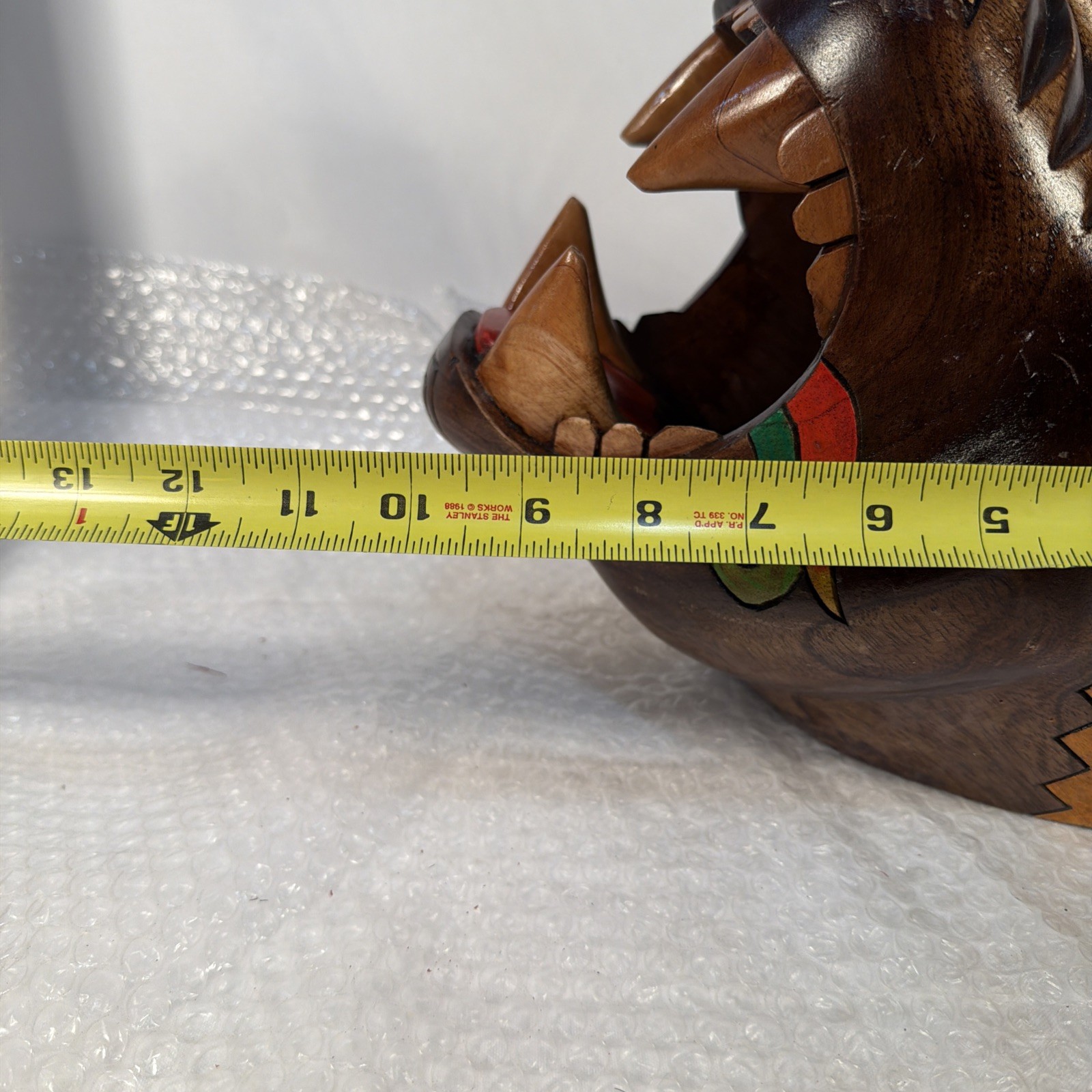 Vintage MCM Mayan Handcarved Wood Jaguar Panther Head Folk Art Rare