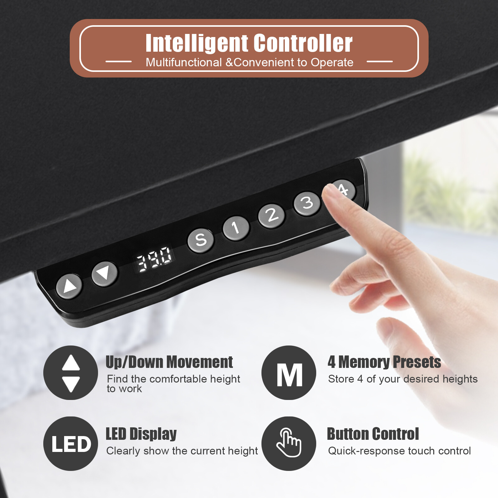 Electric Standup Desk Frame Ergonomic Sit to Stand Adjustable Workstation Base