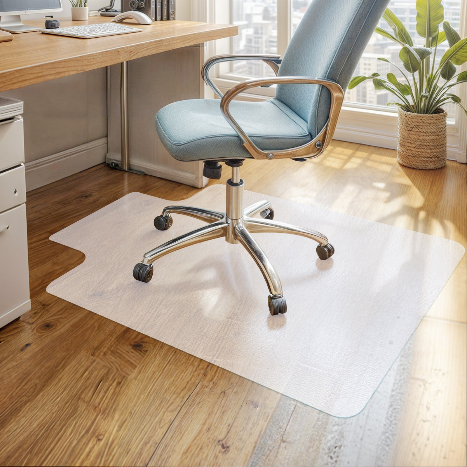 Office Desk Chair Mat for Hard Wood Floors 48" x 36" Clear PVC Floor Mat w/ Lip