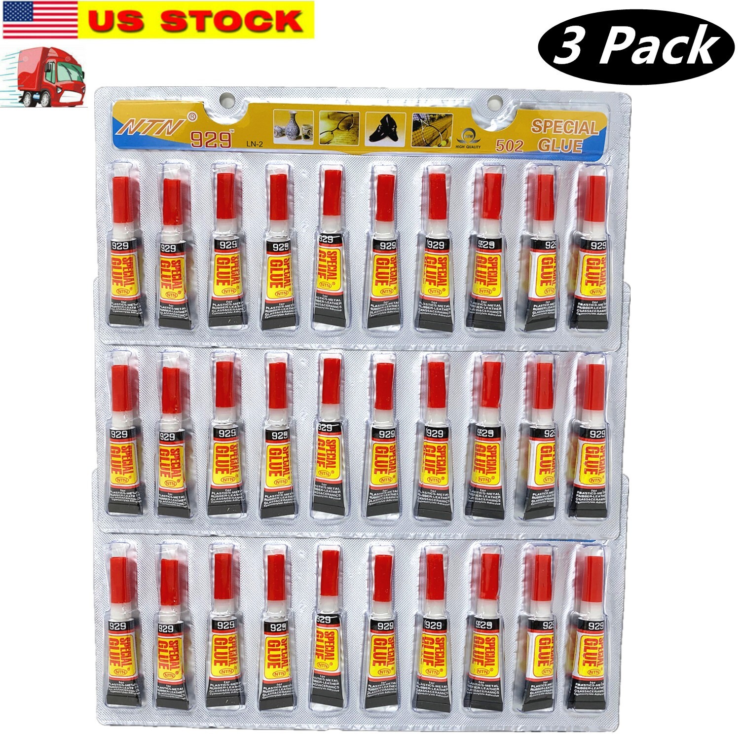 3 Pack of Super Glue Cyanoacrylate Adhesive for Wood Plastic Paper Rubber Metal