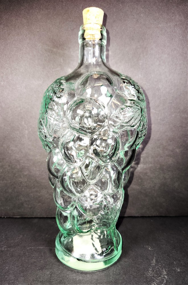 Vimaco HiMark Grape Cluster Corked Bottle Made in Spain 10" Label on Bottom
