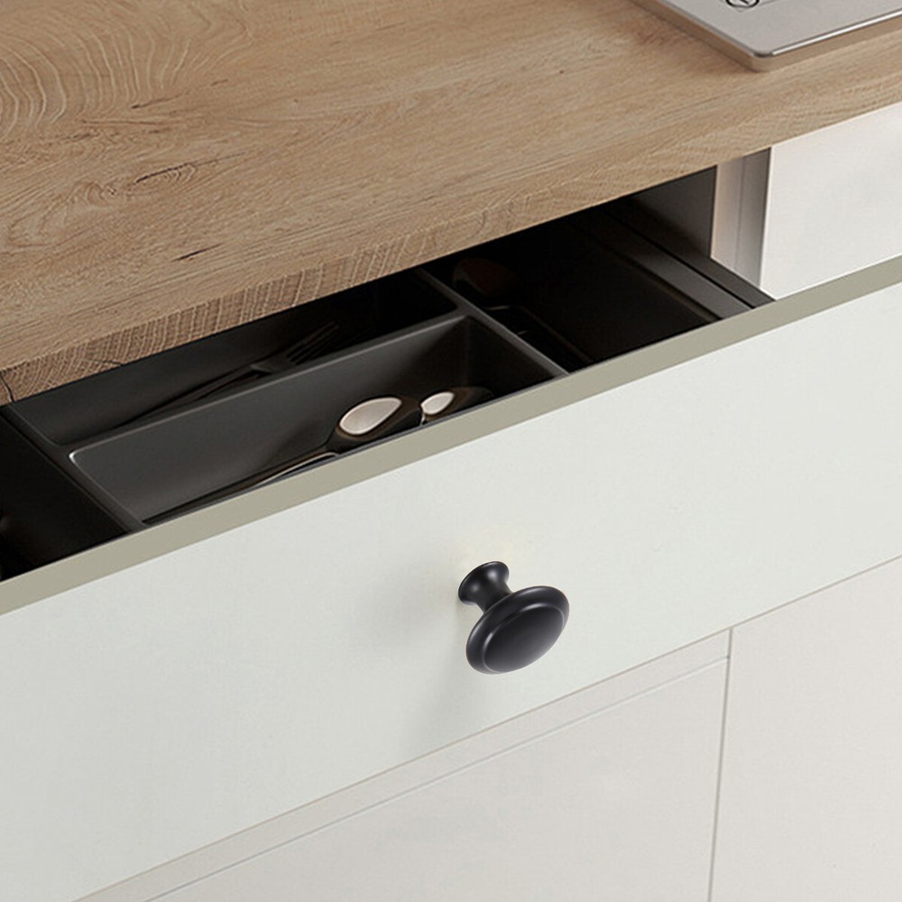 30 Pack Matte Black Kitchen Cabinet Knobs Round Drawer Pulls Stainless Steel