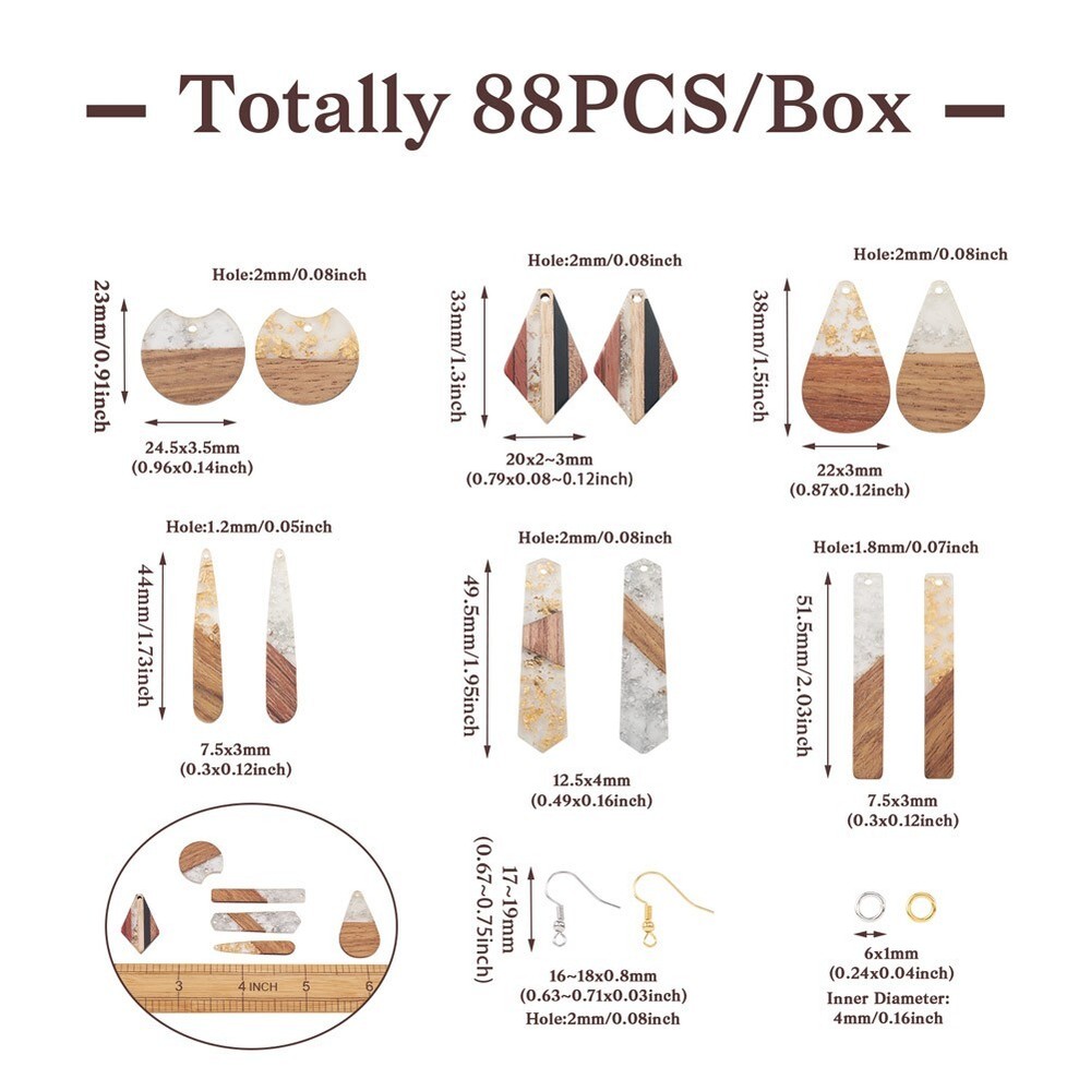 24Pcs Teardrop Polygon Rectangle Rhombus DIY Geometry Dangle Earring Making Kit