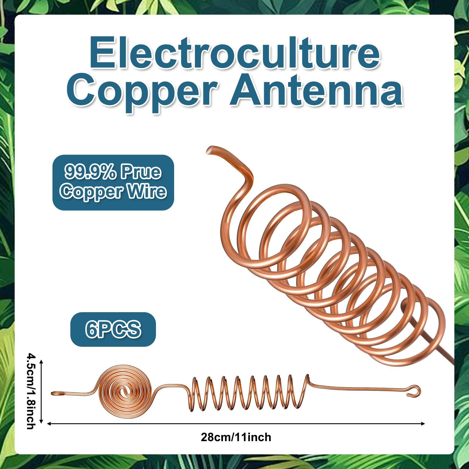 6 Pack Electroculture Copper Gardening Antenna Kit Thick 10-Gauge Colorful