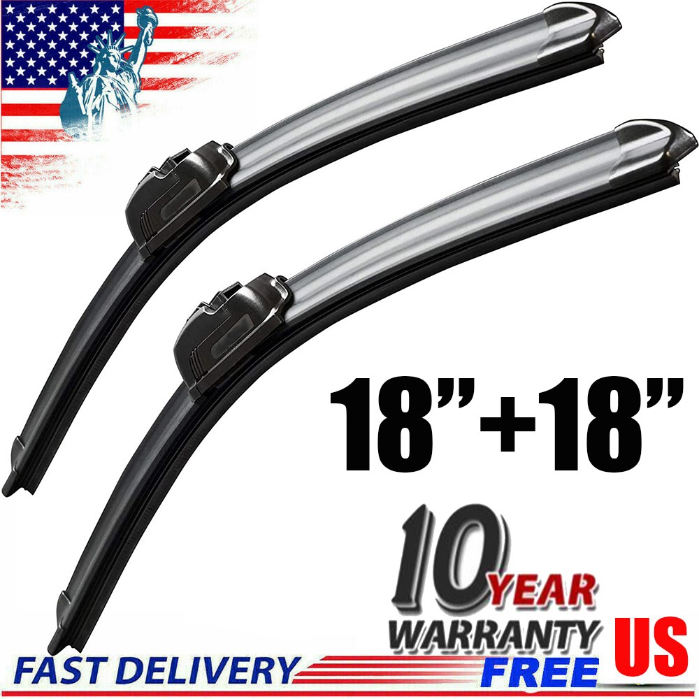 18"/18" Windshield Wiper Blades Premium Rubber J-Hook Window Left & Right Wipers