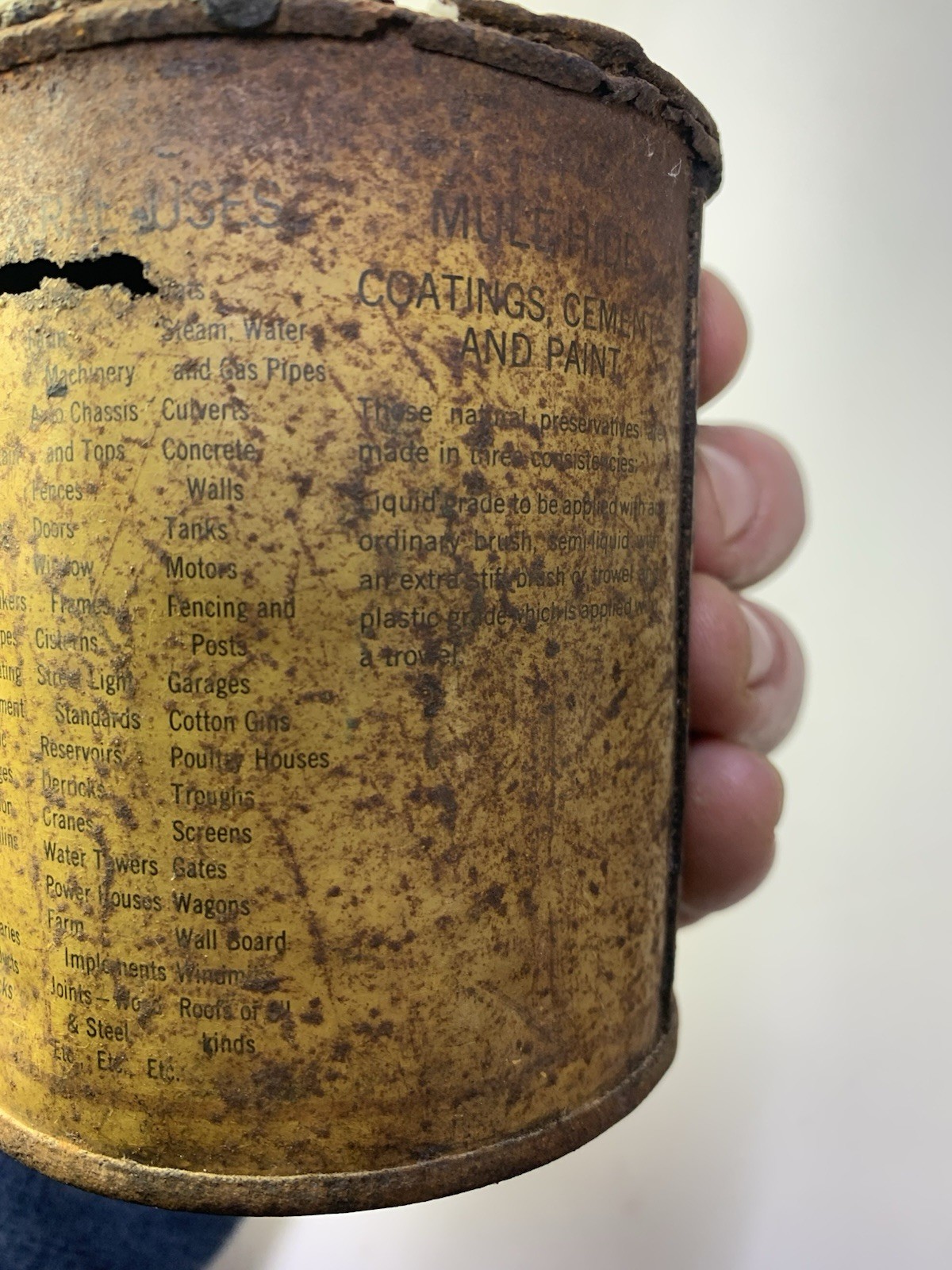 Vintage Mule-Hide Roofs plastic stay-tite cement 1 lb can, The Lehon Co, Chicago