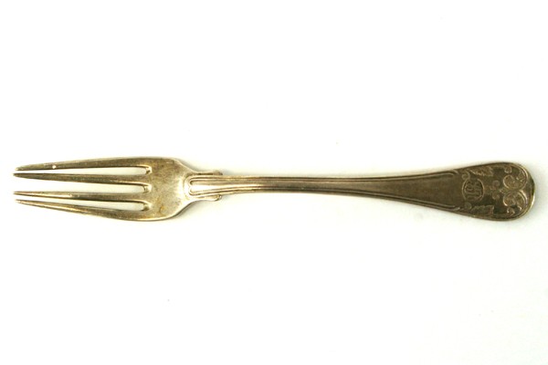 Antique Monogrammed "LR" Seafood Fork Silverplate 6" Bent Tines