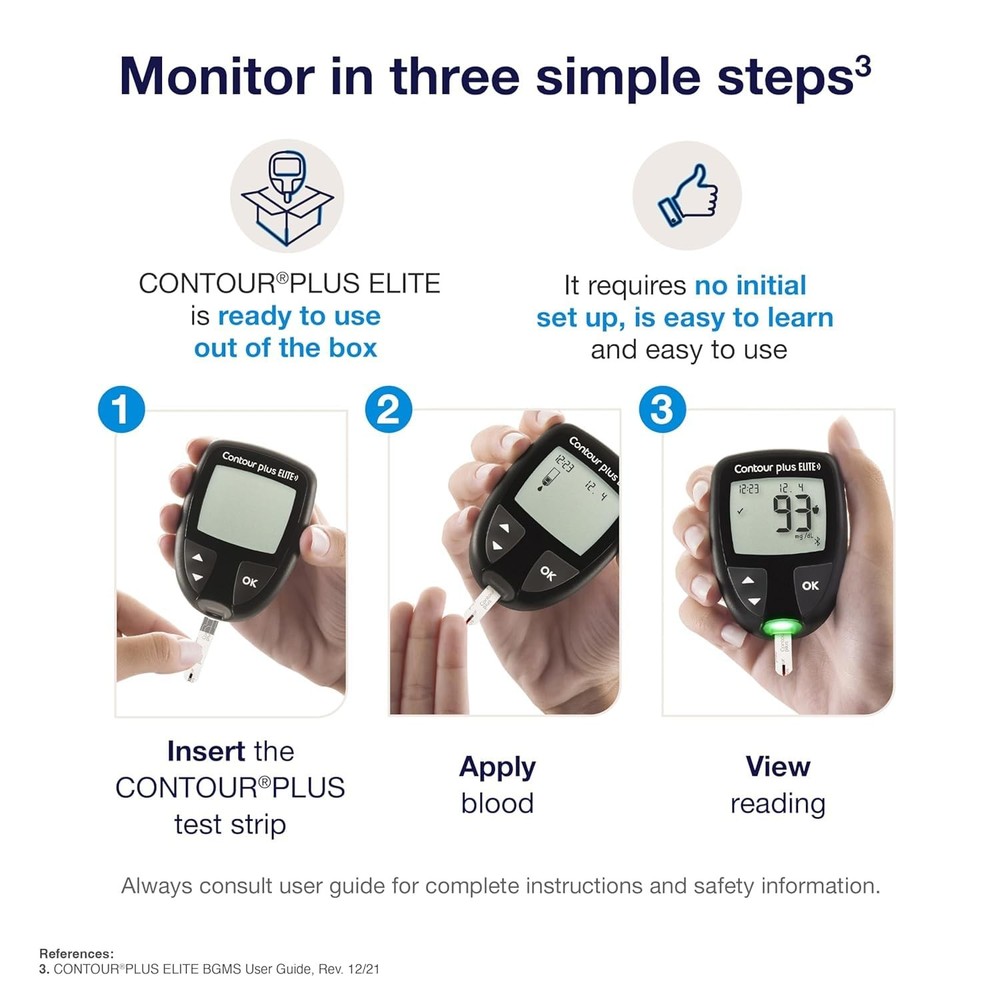 Contour Plus Elite (with Bluetooth) | Glucometer with 25 Free Test Strips