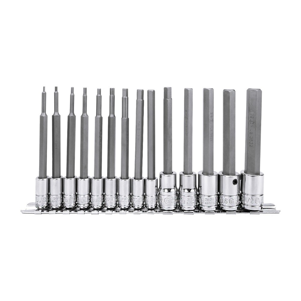 Genius Tools 12 Piece 1/4" & 3/8" Dr. SAE Long Hex Bit Socket Set - BS-2314HL