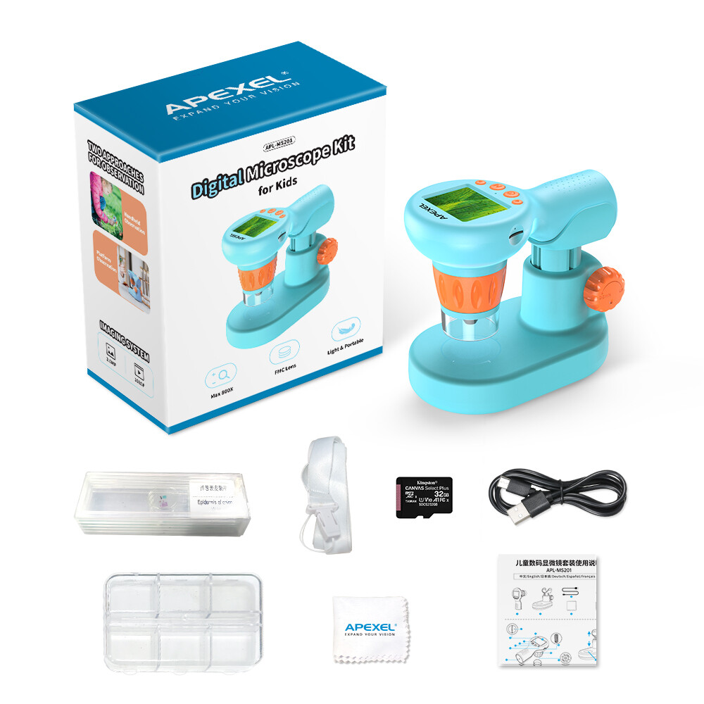 APEXEL 800X Optical Microscope Child Electron Microscope Science Experiment Kit
