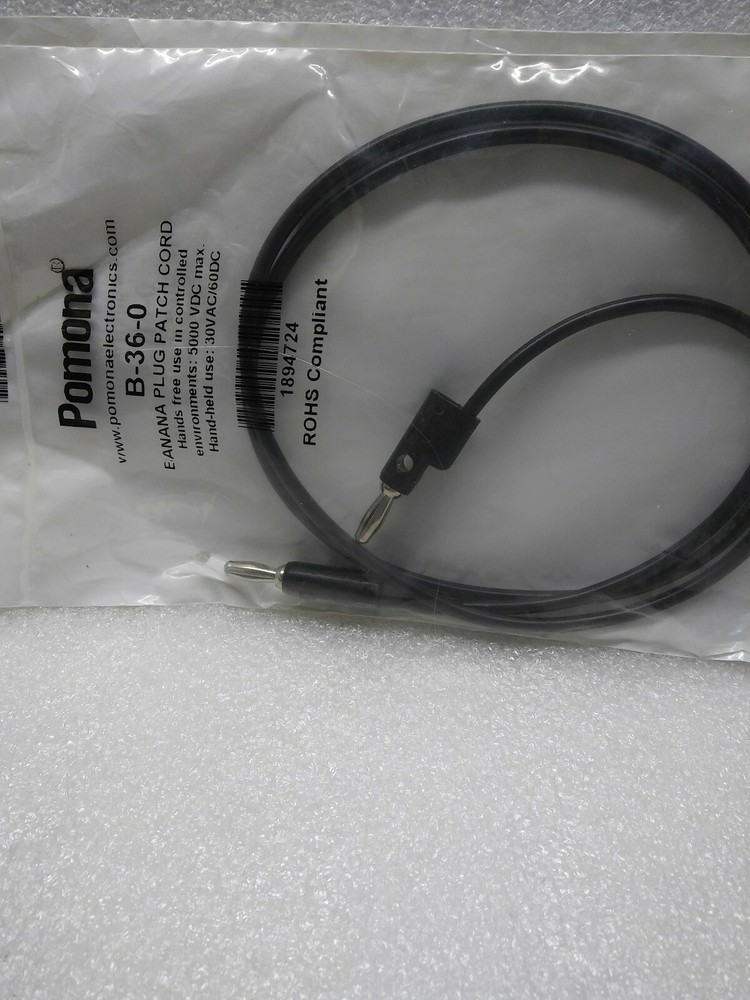  Pomona Electronics B-36-0 Banana Plug Patch Cord 36" long