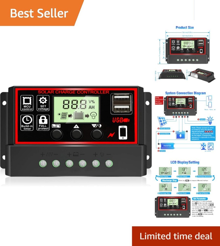 Compact 30A Solar Charge Controller for 12V/24V Batteries - Enhanced Efficiency