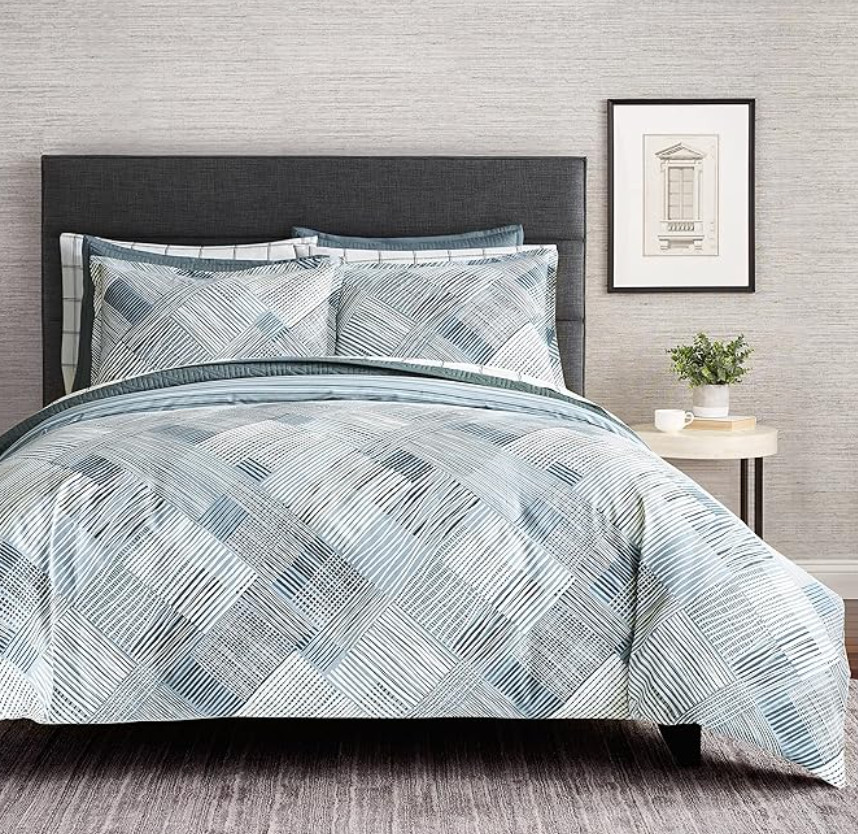 Scott Living 3Pc 100% Cotton Duvet Set Ambrose China Blue Queen/King