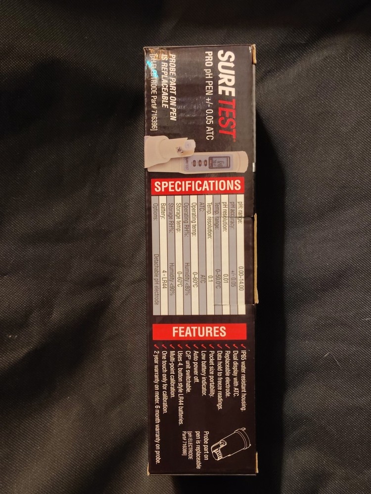 Sure Test Pro pH Pen Meter +/- 0.05 ATC