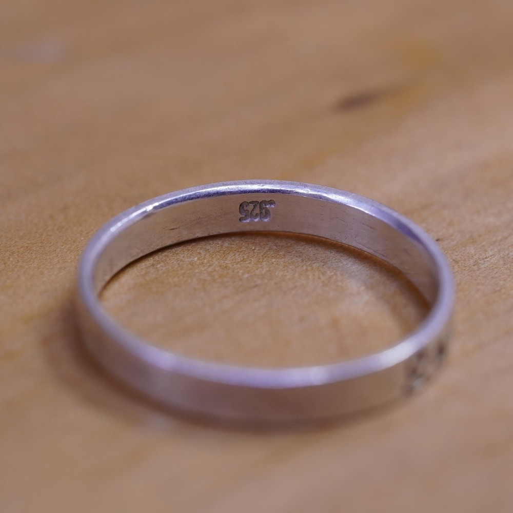 Size 7.75, Sterling silver handmade ring, 925 name “emorie” band, stackable