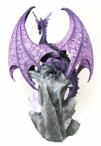 Large Hoarfrost Twilight Dragon Guarding LED Light Crystal Elements Statue