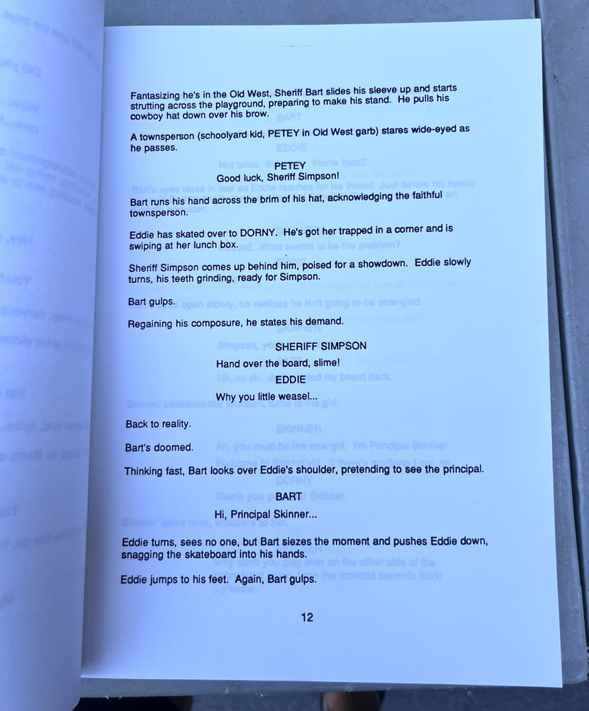 The Simpons Series Spec Unproduced Script Lot Bart Sells Out & First Girlfriend