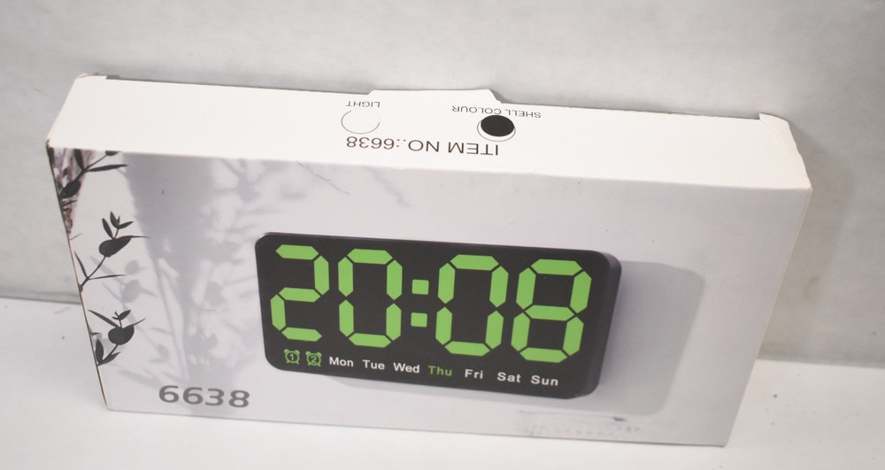 Multi-Function Large Digital Alarm Clock w Temperature Day Calendar Display